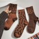 韩版 时尚 复古秋冬洋气堆堆 字母潮中筒ins中长款 豹纹袜子新款