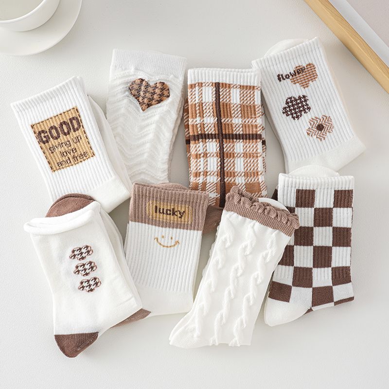 百搭袜子女秋冬白色学生甜欲风