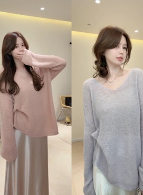 KA11纸片人大v微透薄款针织毛衣