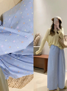 【睡裤风】超韩彩点点格子阔腿裤JF03