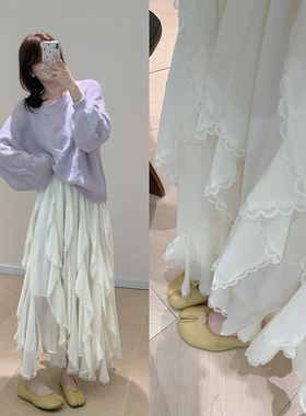 KA07层叠蕾丝花边伞裙仙女裙长裙半身裙