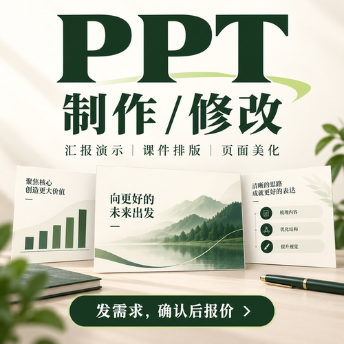 PPT制作修改美化排版工作汇报课件演示文稿定制设计