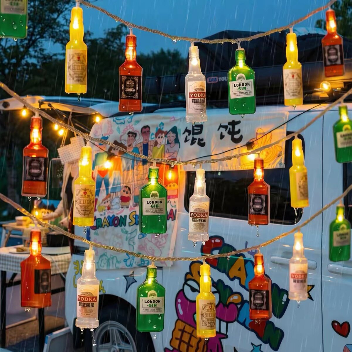 酒瓶灯串LED小彩灯酒吧清吧氛围灯店铺装饰灯串露营后备箱背景墙