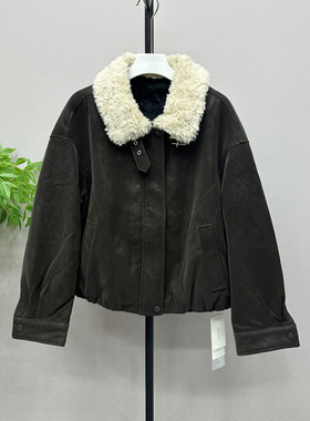 洋气毛绒翻领长袖加绒保暖外套女2025冬小个子百搭显瘦上衣30005H