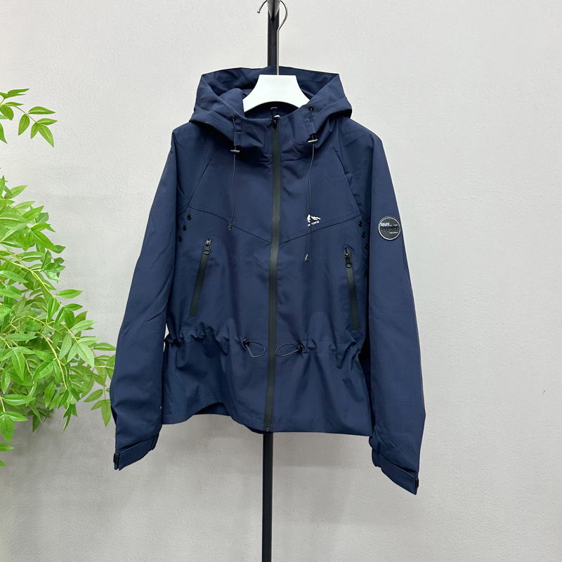 欧货冲锋衣外套女2025秋季新款时尚抽绳收腰宽松连帽风衣女922H