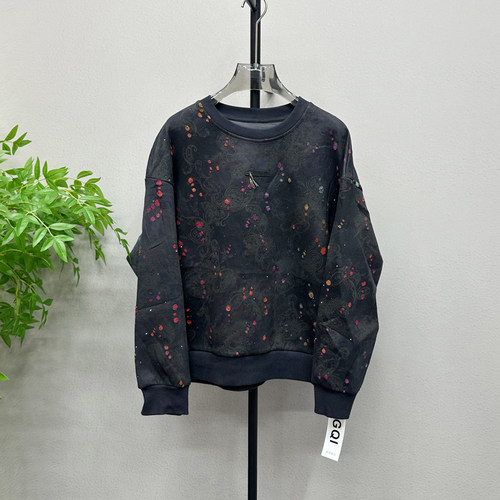 欧货时尚卫衣2025秋新款小字母标宽松做旧暗花纹宽松上衣女2038Y