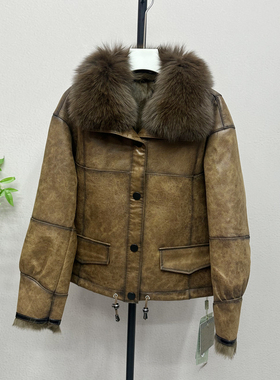 2025冬季新款高端时尚短款皮草气质狐狸毛领兔毛皮保暖外套82509H