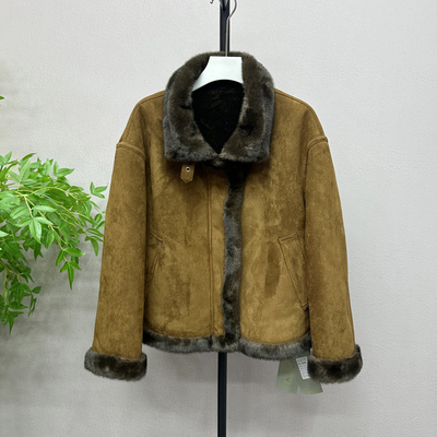 皮毛一体仿水貂绒毛茸茸外套女短款皮草大衣2025冬新款上衣5510H