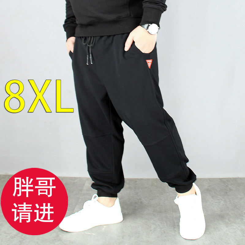 加肥加大男裤子加绒宽松秋胖子休闲裤男款肥胖特大码男士运动卫裤