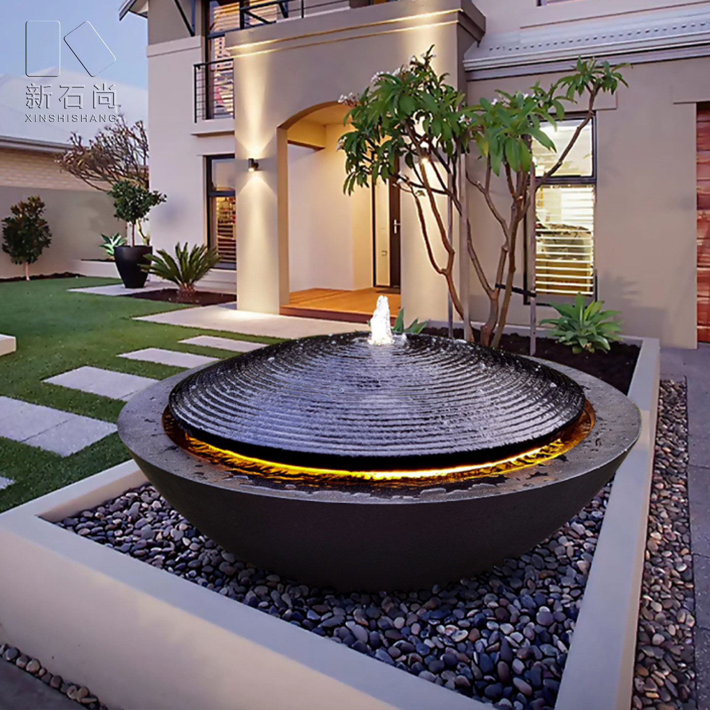 喷泉水景小品流水花园庭院简约现代创意水钵别墅落地装饰摆件桌面