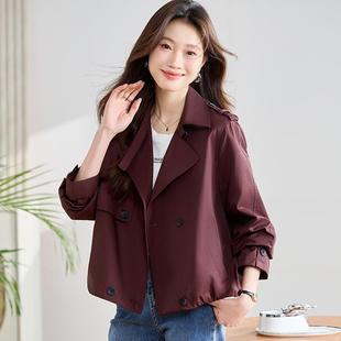 风衣外套女春装 短款 新款 妈妈装 宽松上衣 胖MM大码 今年流行韩版 女装