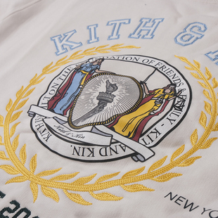 刺绣字母标志圆领水洗套头卫衣 kin城市限定纽约米白色经典 kith
