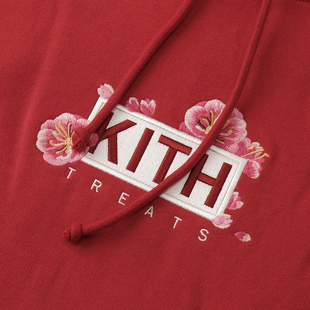 kith treats冰激凌限定刺绣经典bogo标志红色连帽套头卫衣帽衫