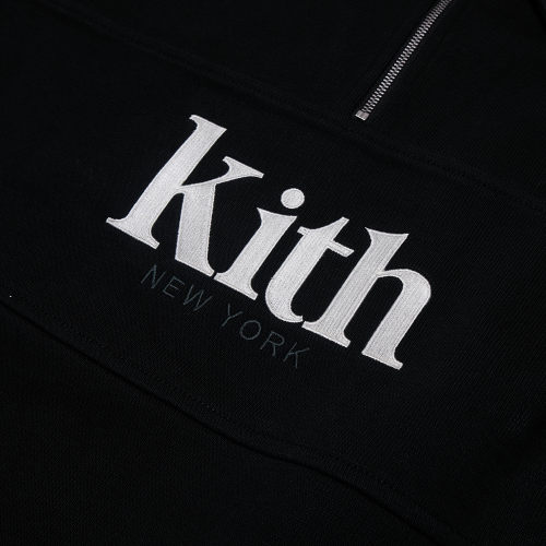 Kith黑色刺绣经典字母标志bogo翻领套头卫衣