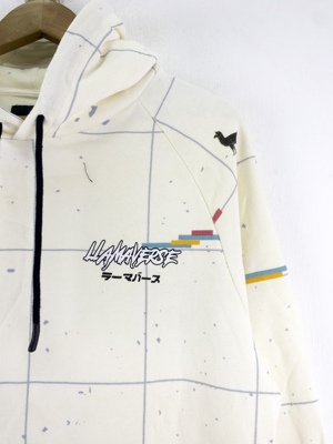 染色S码 llama verse 格子奶油色帽衫