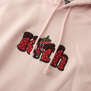 kith冰激凌treats粉色毛巾绣经典刺绣字母标志连帽套头卫衣帽衫