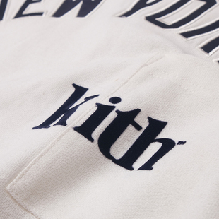 kith经典 T恤 小兜植绒字母logo标志刺绣贴布拼接长袖