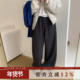 韩版 抽绳松紧腰阔腿长裤 休闲百搭加绒加厚直筒卫裤 女2025秋冬新款