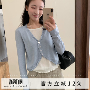 简约纯色叠穿长袖 韩版 新款 上衣女2026春季 T恤 设计感假两件开衫