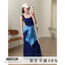 莫代尔弹力背心长裙女2024夏季新款中长款针织连衣裙a字吊带裙女