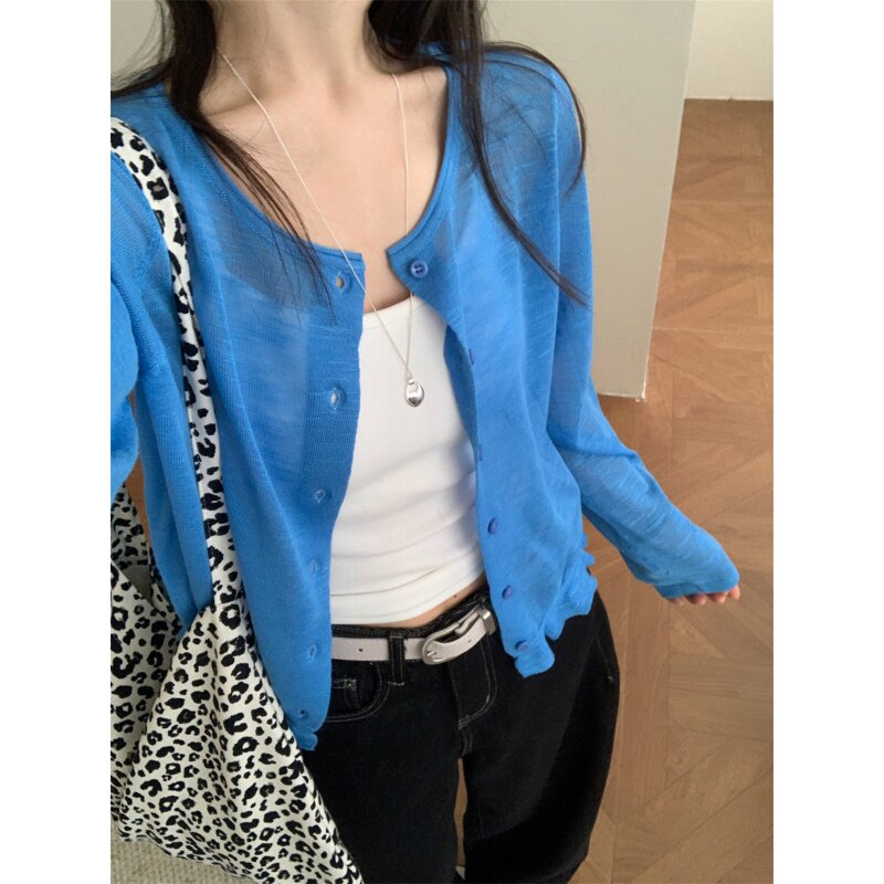 韩系花边曲麻针织防晒空调开衫女2026新款休闲风百搭纯色薄款上衣