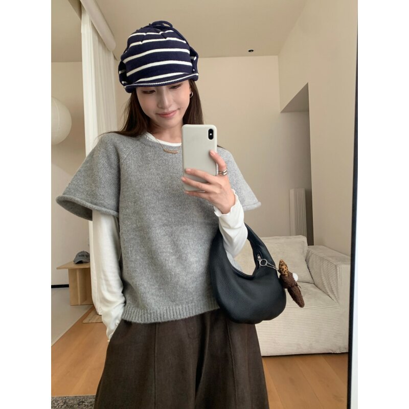 简约高级感针织短袖女