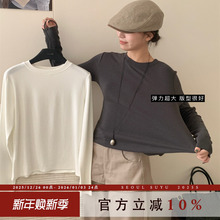 休闲风加厚羊绒弹力长袖T恤女2025秋季新款修身显瘦圆领打底上衣