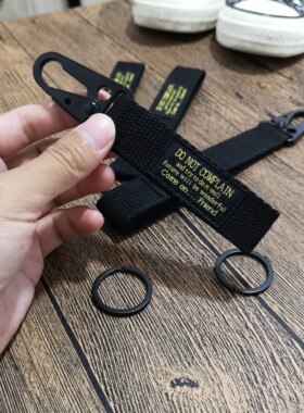潮牌字母刺绣贴标帆布织带钥匙扣背包挂件挂饰汽车创意礼物钥匙扣