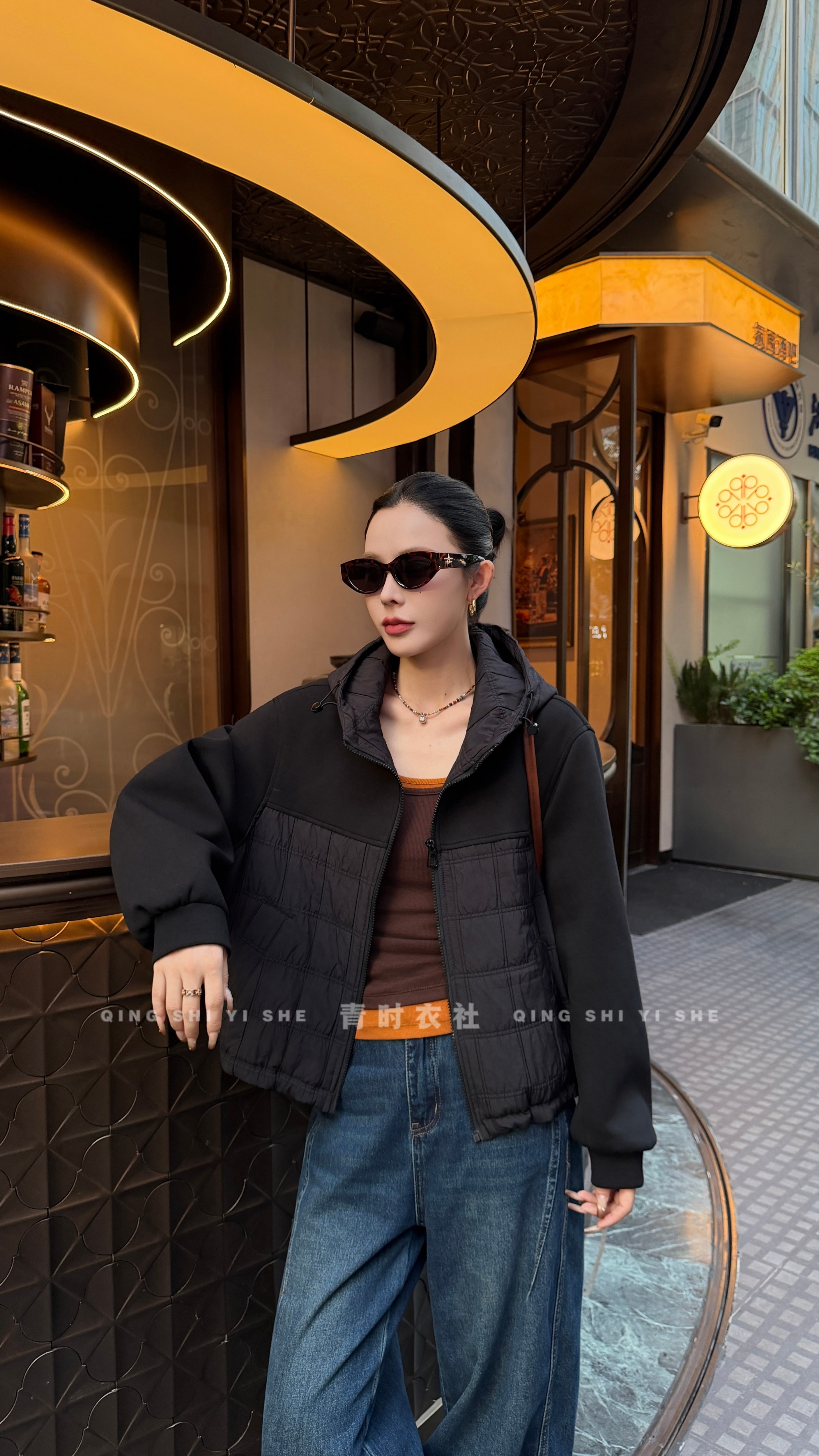 KK87026韩版连帽薄款棉服女外套