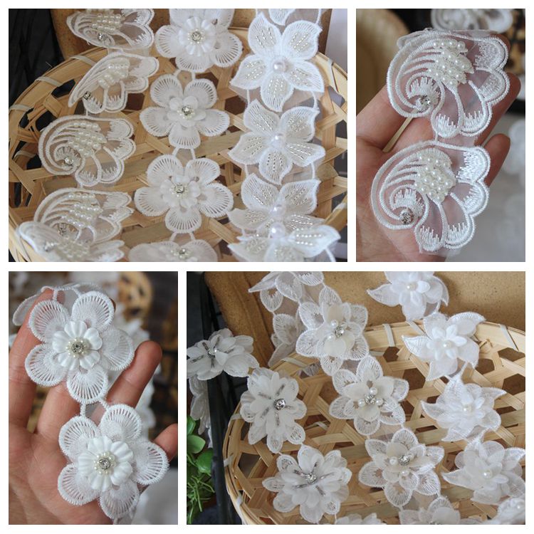 高品质欧根纱蝴蝶彩带花朵刺绣