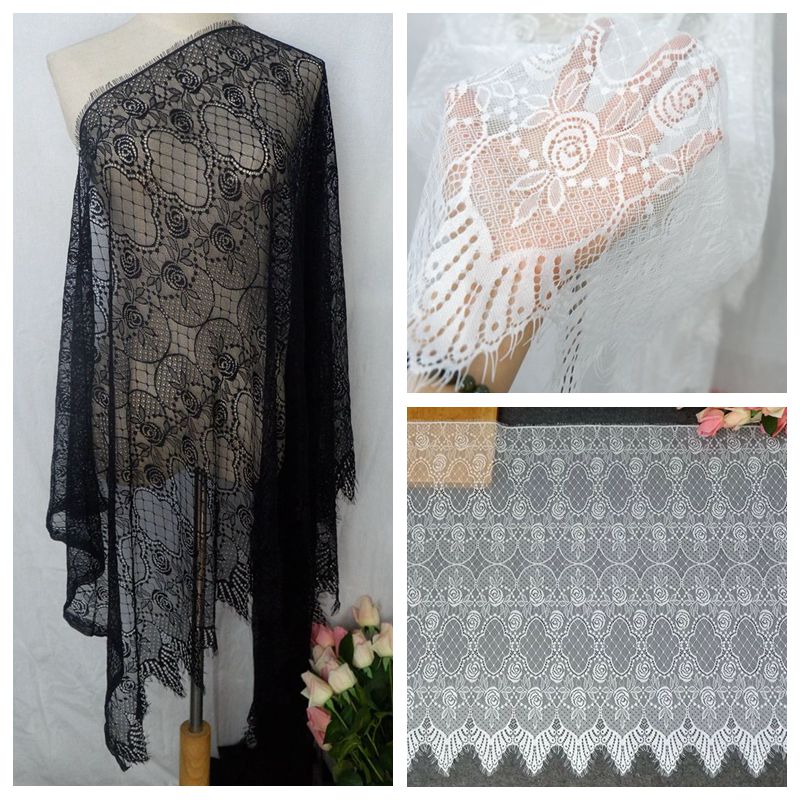新品法式单边睫毛蕾丝布料 刺绣花边DIY服装辅料宜家家居面料材料