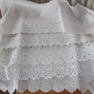 DIY娃衣裙边辅料 饰材料 单边棉布底棉线刺绣蕾丝花边服装 拼接装