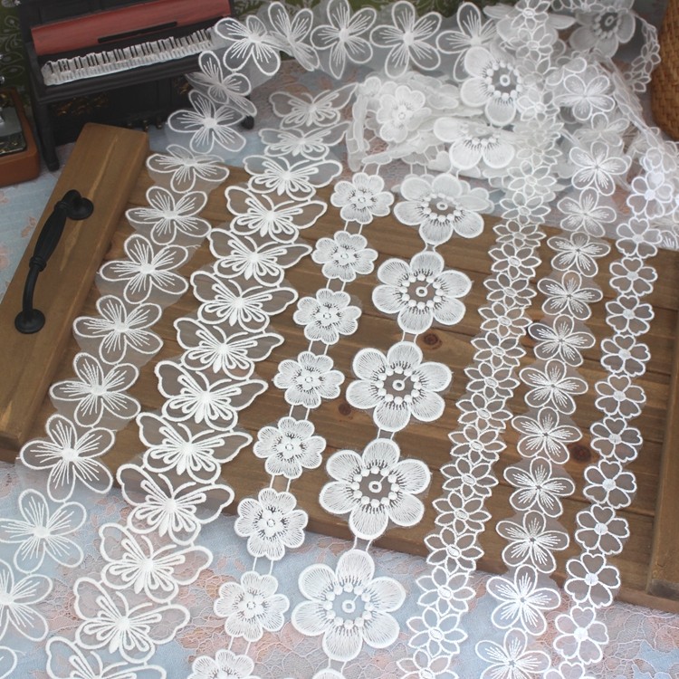 精美优质欧根纱涤纶刺绣花朵辅料