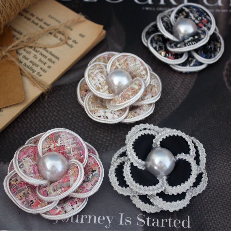 小香风山茶花手工定型玫瑰花胸针