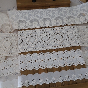 DIY辅料 饰 水洗杏花朵棉线刺绣棉布花边服装 拼接缝纫衣服裙边装