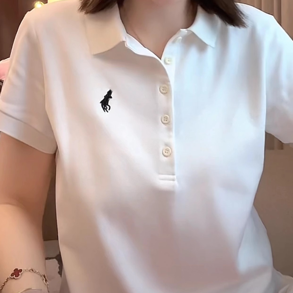 欧洲站夏季时尚气质POLO衬衫女小马刺绣休闲百搭修身显瘦短袖上衣