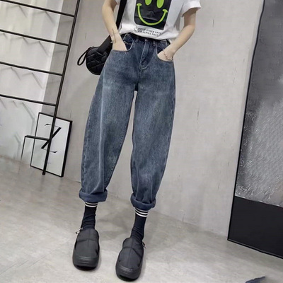 哈伦牛仔裤女垮裤高腰春秋季
