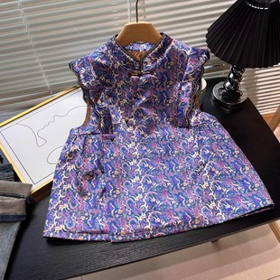 外穿秋洋气年轻款 小众设计高端国风新中式 夹棉马甲原创花苞小A版