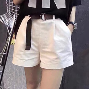 夏天薄款休闲西装白色短裤女2026年夏季新款高腰阔腿显瘦A字热裤