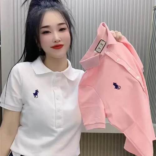 POLO领短袖衬衫女早春T恤小衫