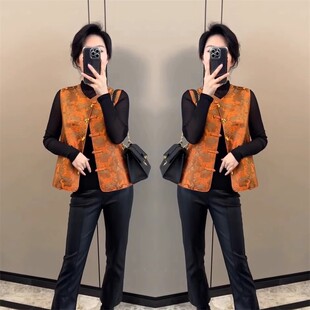 新中式国风重工毛边马甲女款2025春秋新款高级感背心坎肩马夹外套