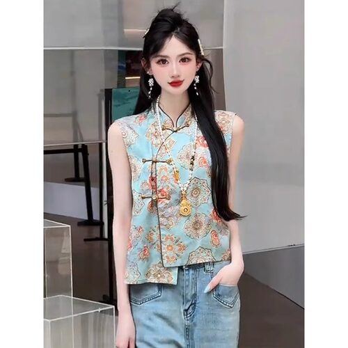 夏季国风新中式复古无袖背心女
