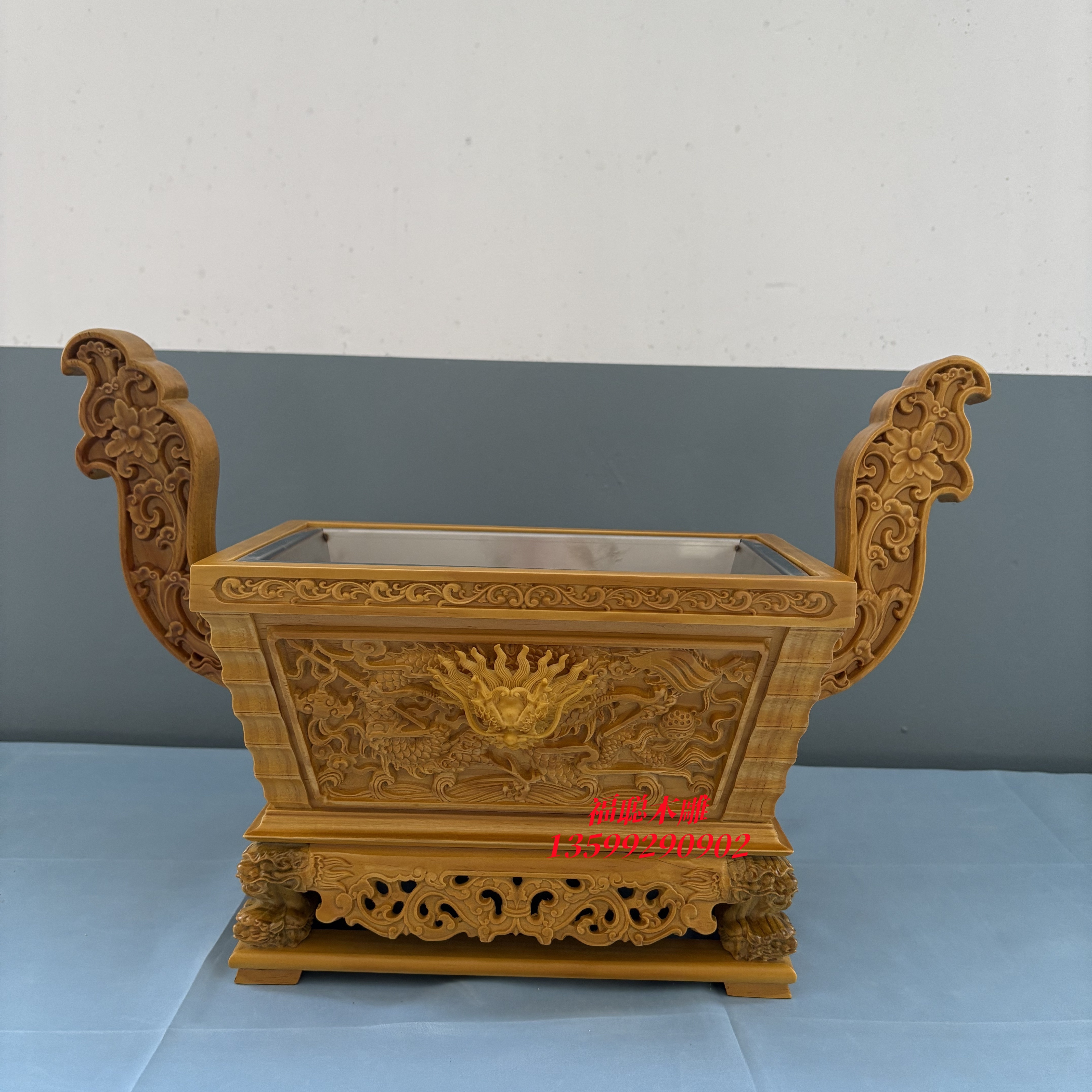 马槽炉佛堂供奉复古中式四方香炉