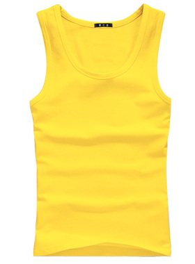 新款男装衣服夏季无袖背心男式纯色黄色弹力修身潮牌白黑打底背心