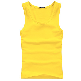 无袖 背心男式 男装 纯色黄色弹力修身 潮牌白黑打底背心 衣服夏季 新款