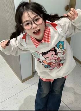 2024早春新款韩版学生日系ins潮长袖格子衬衣百搭上衣宽松衬衫女