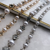 手缝装 领口袖 饰爪链 珍珠钻链防氧化 服装 手缝链条 口装 饰链子