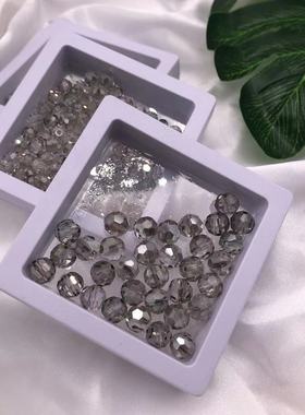 圆形切面玻璃水晶珠灰色手链饰品串珠材料服装辅料散珠diy手缝珠