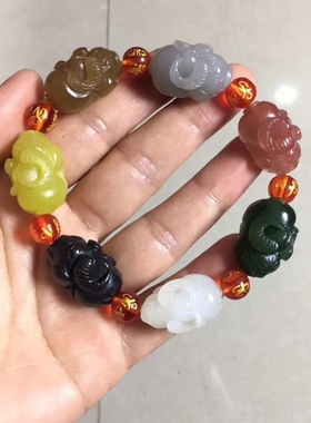 福利款：和田玉立体生肖牛多宝手串寓意扭转乾坤