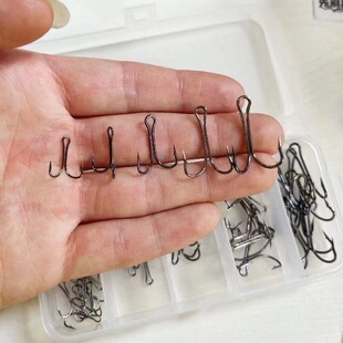 高碳钢二本钩雷蛙钩鸡爪钩不锈钢二本鱼钩两锚钩双钩路亚钩黑鱼钩